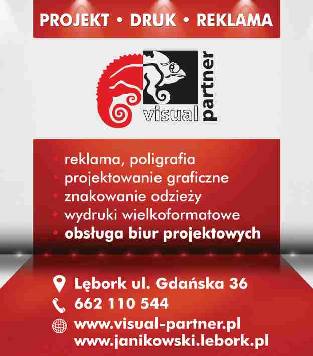 "VISUALPARTNER" REKLAMA POLIGRAFIA - znakowanie odzieży LĘBORK projektowanie graficzne LĘBORK
